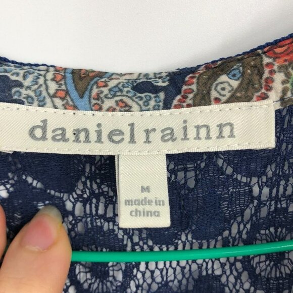 Daniel Rainn paisley navy  coral halter boho maxi dress Medium - Picture 4 of 14